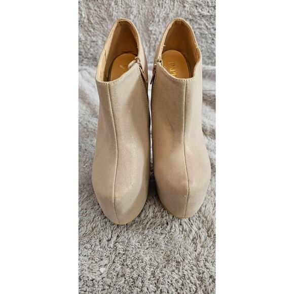 Gold Metallic Shimmer Round Toe Platform‎ High Heels Stiletto Heels Booties 9.5 - Picture 3 of 8